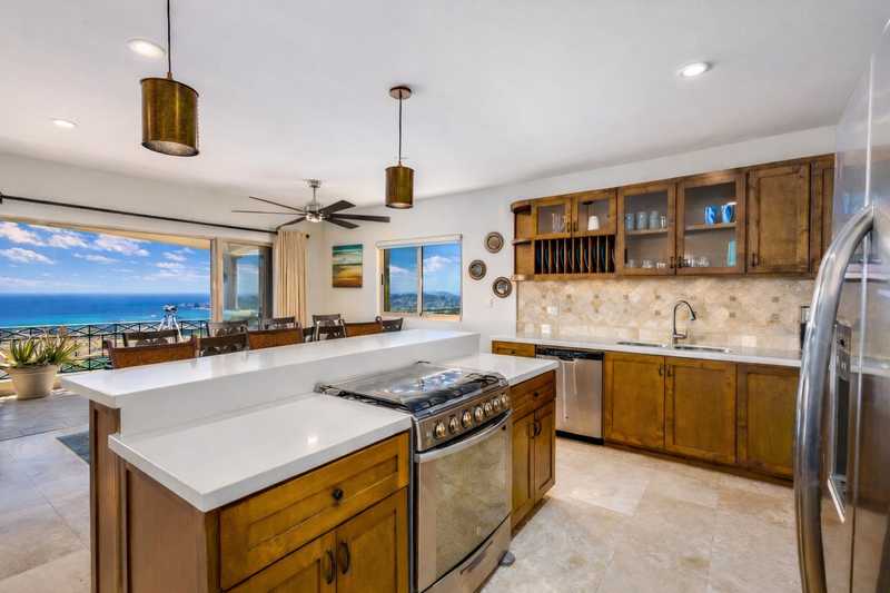 Gourmet kitchen with ocean views
